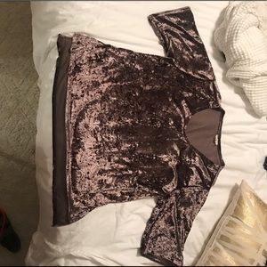 purple crushed velvet short sleeve top